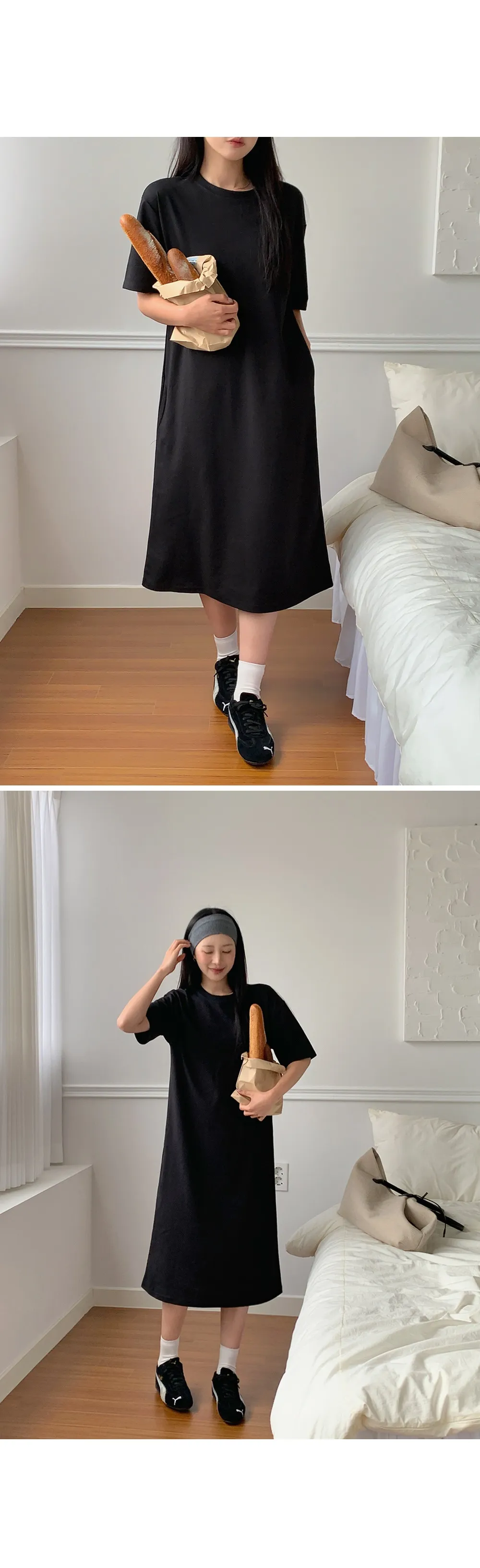 쿨링분또_롱 루즈핏 데일리 반팔 롱원피스