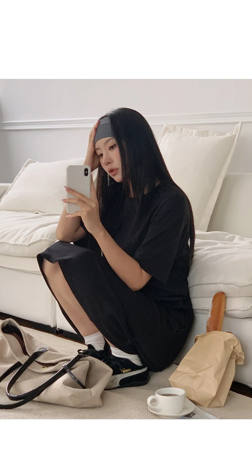 쿨링분또_롱 루즈핏 데일리 반팔 롱원피스