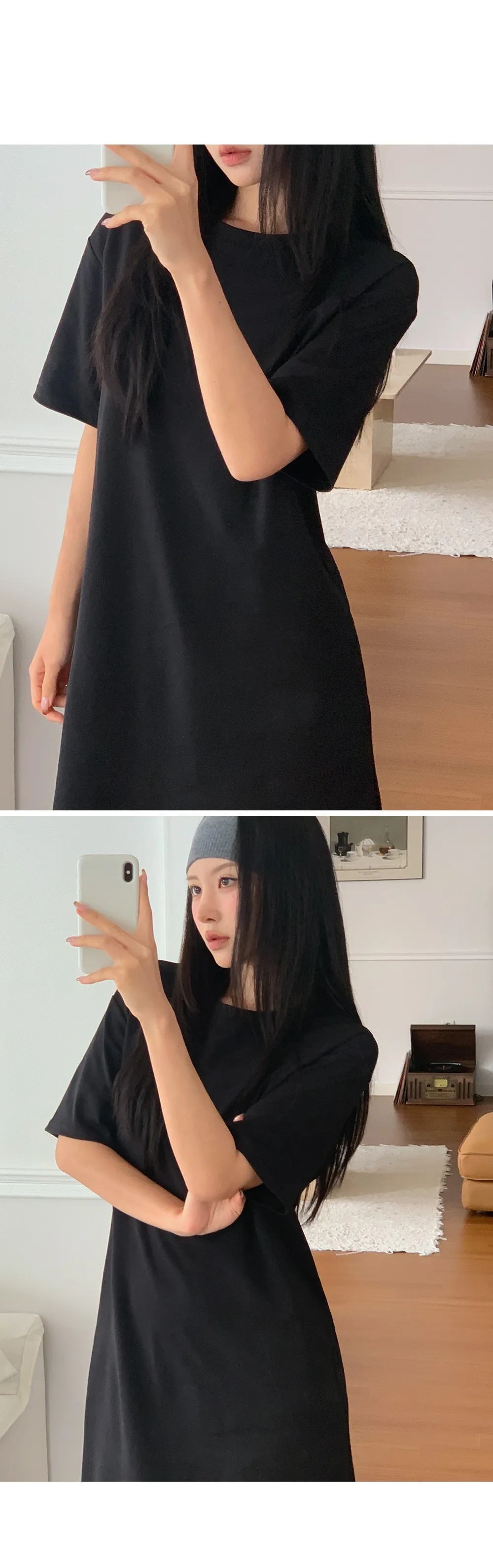 쿨링분또_롱 루즈핏 데일리 반팔 롱원피스