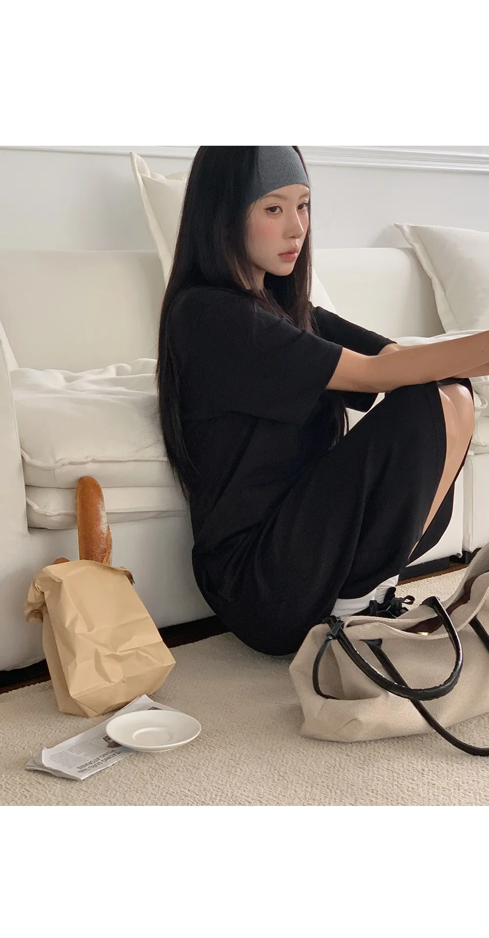 쿨링분또_롱 루즈핏 데일리 반팔 롱원피스