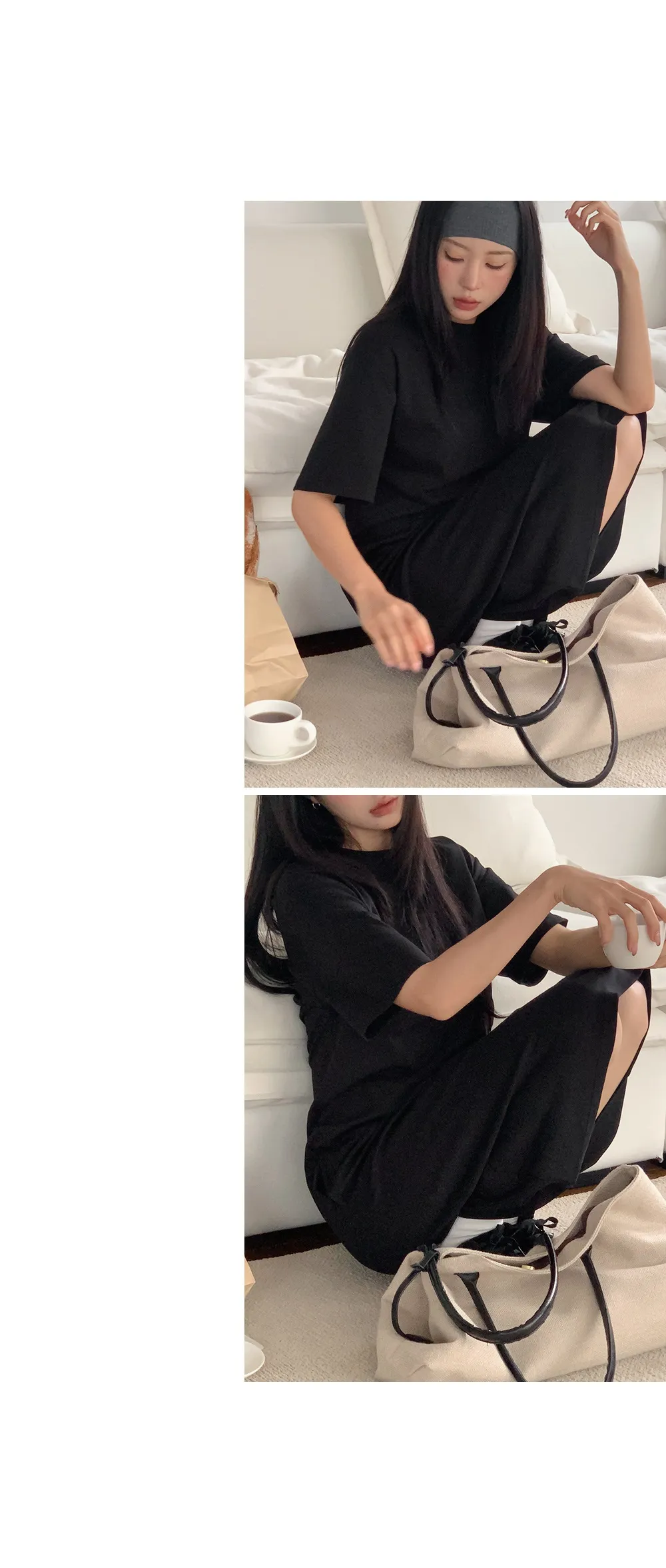 쿨링분또_롱 루즈핏 데일리 반팔 롱원피스