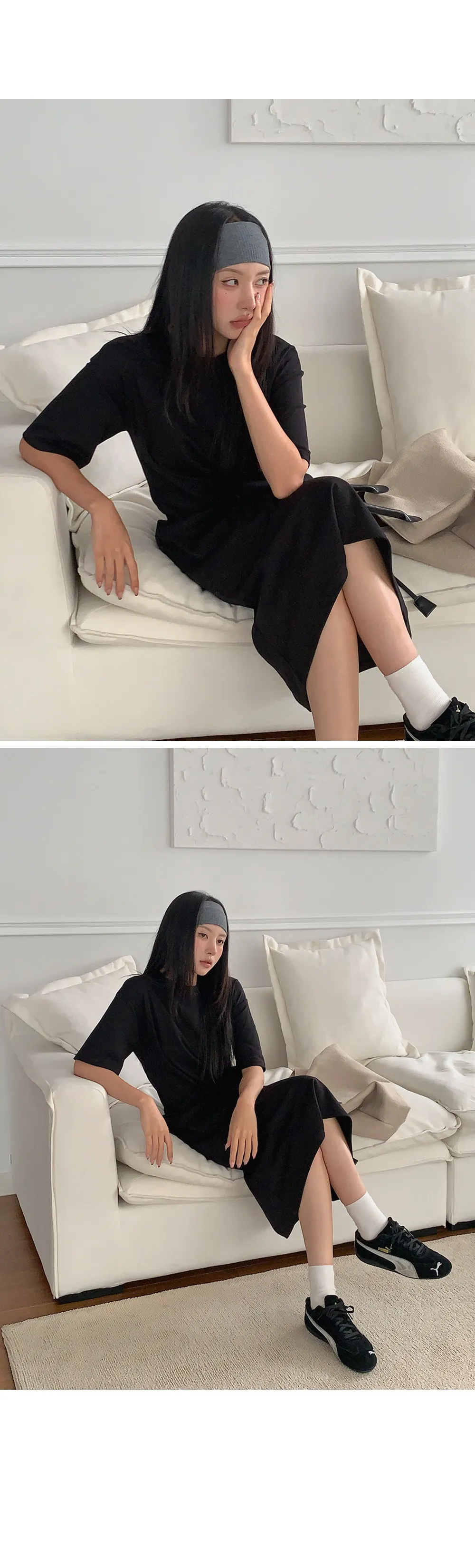 쿨링분또_롱 루즈핏 데일리 반팔 롱원피스