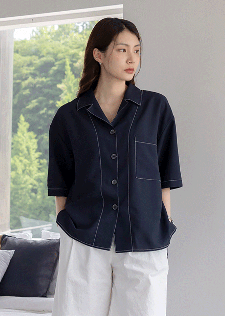 모리 스티치 라인 반팔 NB